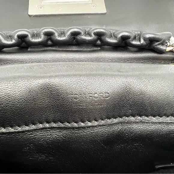 Tom Ford Black Leather Purse Studded Sequin Chain Link Shoulder Bag - Picture 8 of 16